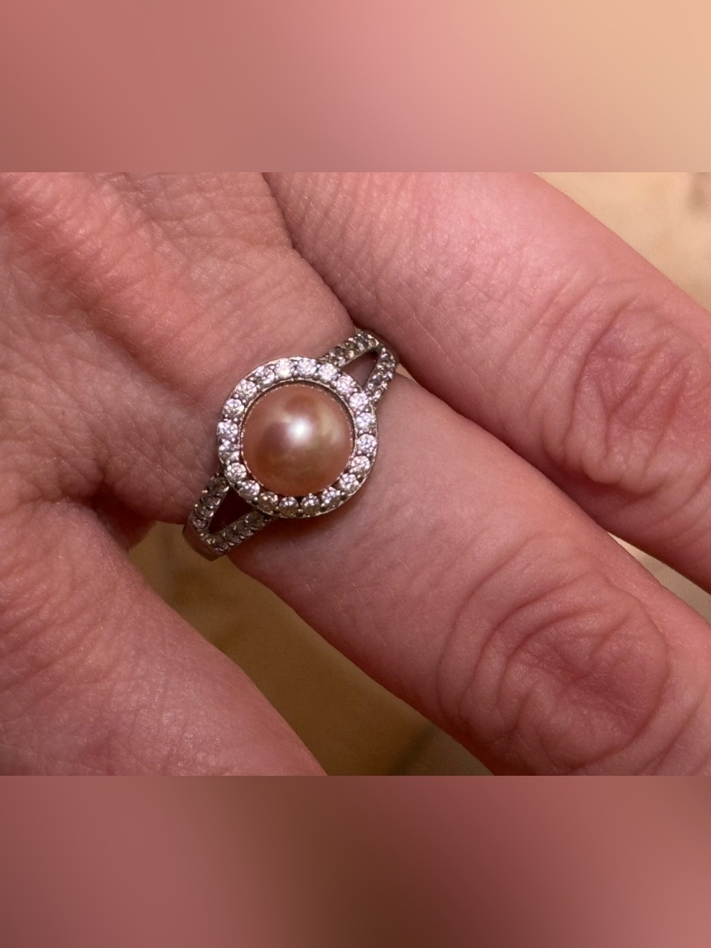 Pink Pearl Halo Ring - Picture 6 of 6